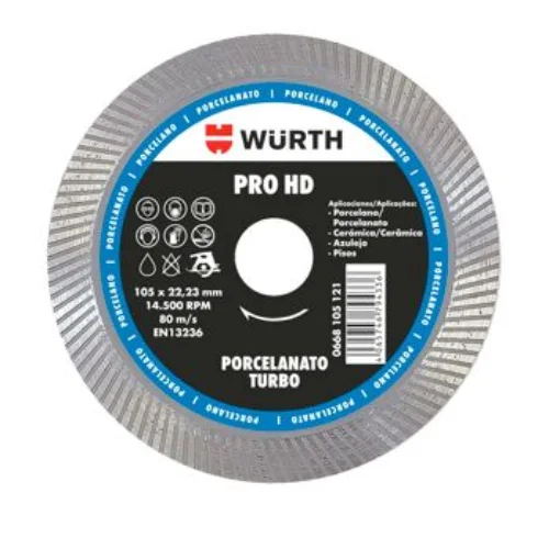 Disco de Corte Diamantado para Porcelanato PRO-HD 105 mm Wurth